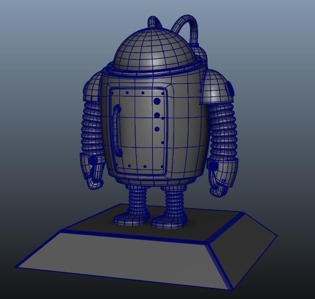 Robot low poly android with flashlight Low-poly 3D model_5