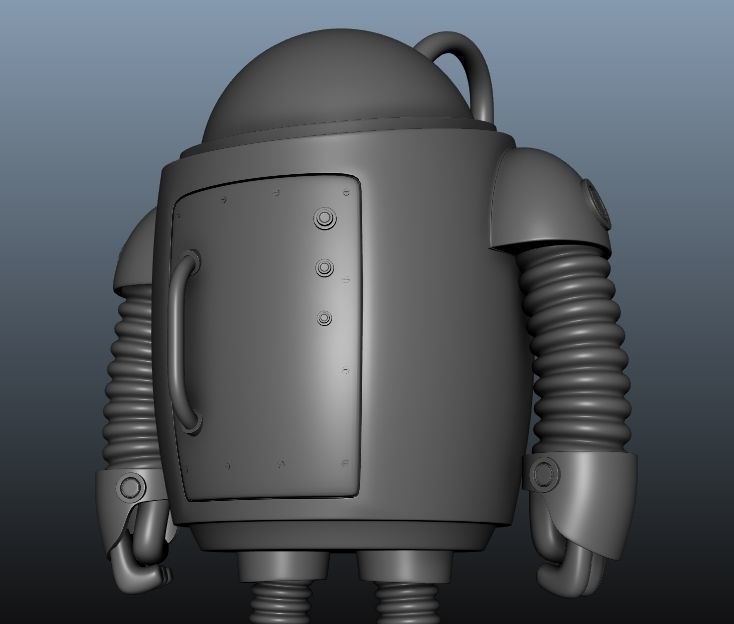 Robot low poly android with flashlight Low-poly 3D model_11