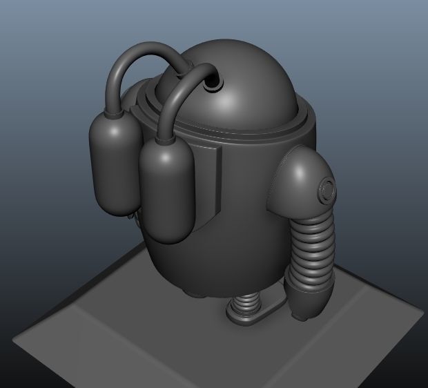 Robot low poly android with flashlight Low-poly 3D model_8