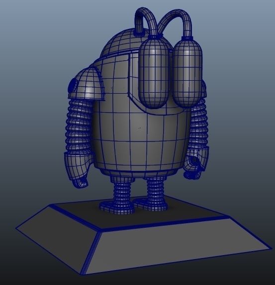 Robot low poly android with flashlight Low-poly 3D model_6
