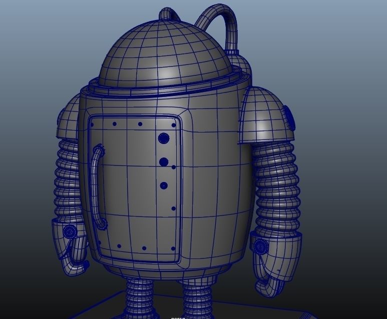 Robot low poly android with flashlight Low-poly 3D model_7