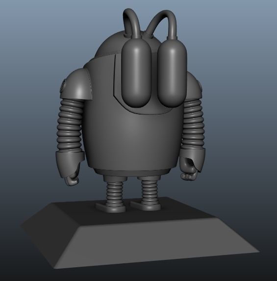 Robot low poly android with flashlight Low-poly 3D model_2