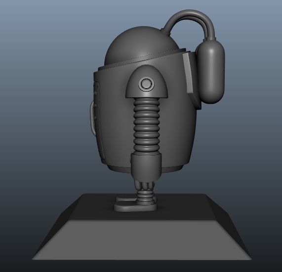 Robot low poly android with flashlight Low-poly 3D model_3