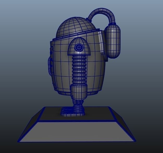 Robot low poly android with flashlight Low-poly 3D model_4