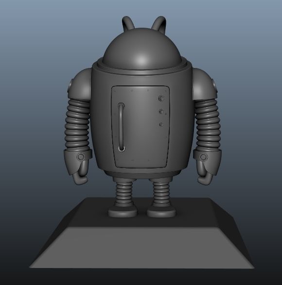 Robot low poly android with flashlight Low-poly 3D model_9