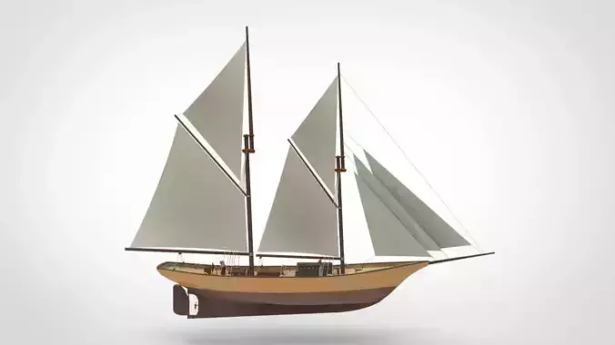 Historical sailing pinishi 3D model