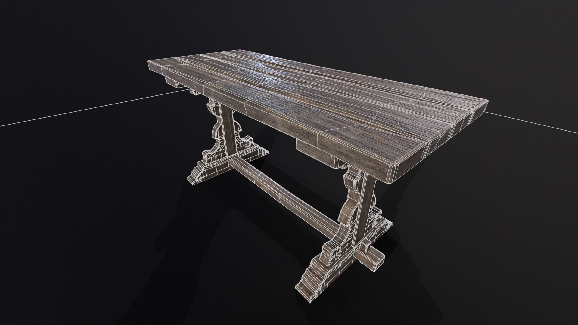 Elegant Medieval Table Low-poly 3D model_21