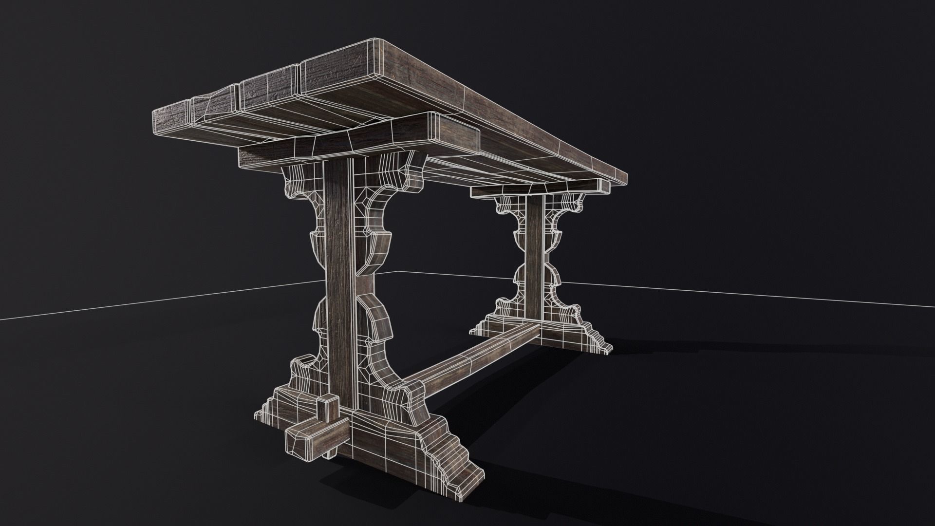 Elegant Medieval Table Low-poly 3D model_15