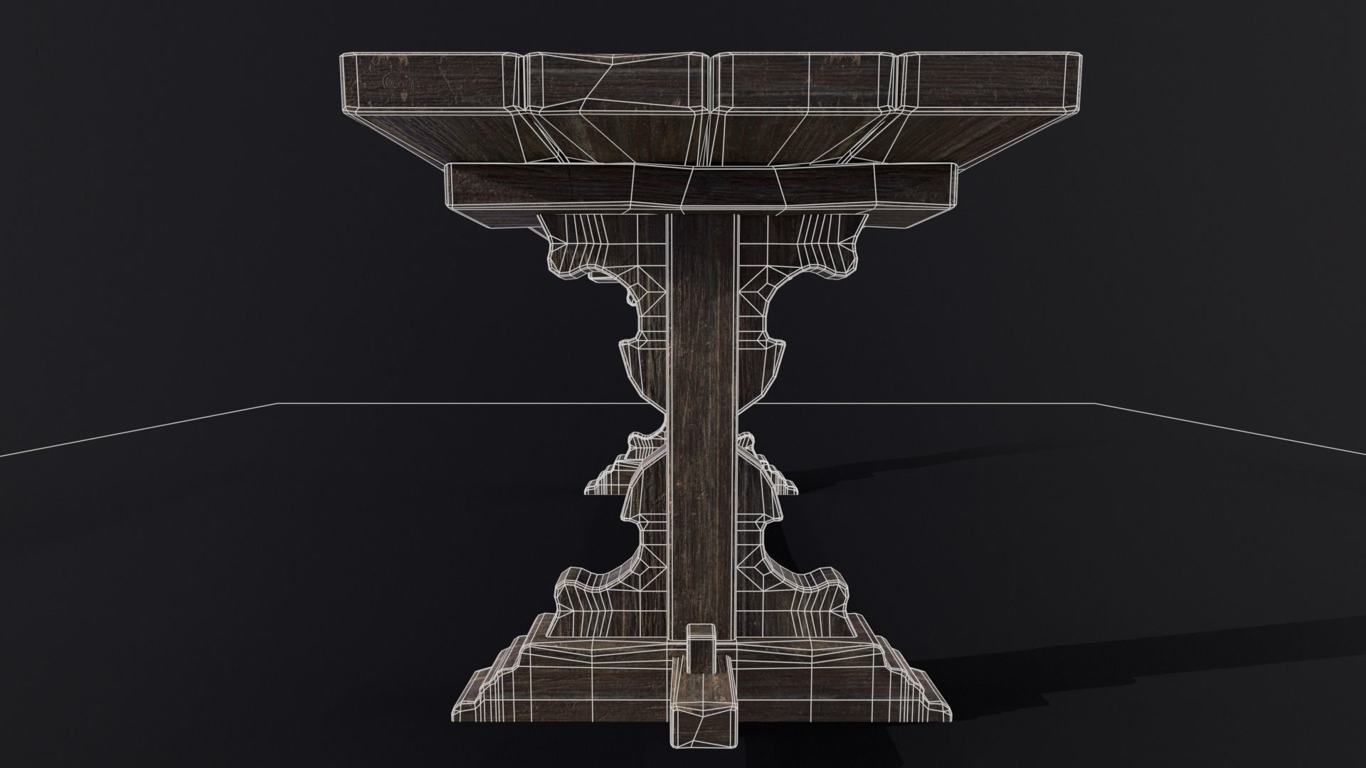 Elegant Medieval Table Low-poly 3D model_13