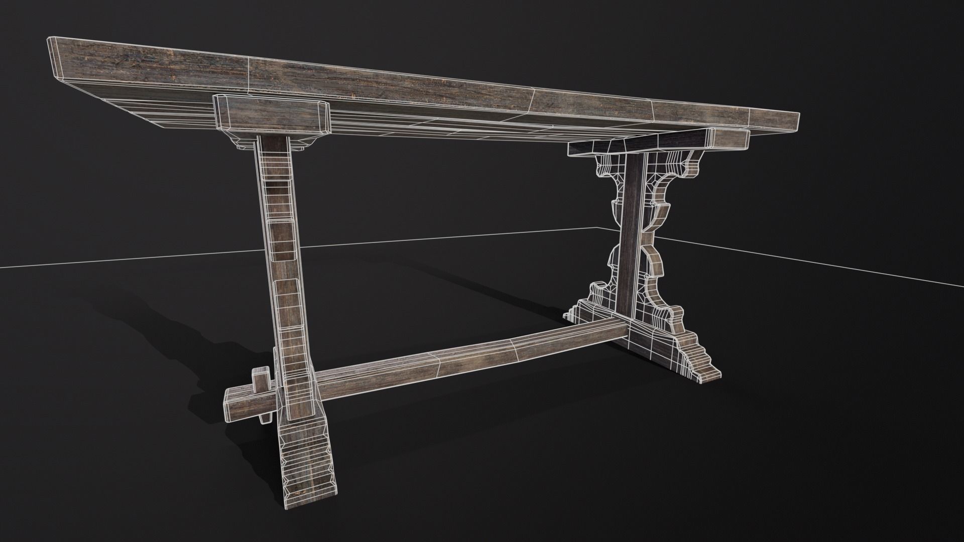 Elegant Medieval Table Low-poly 3D model_7