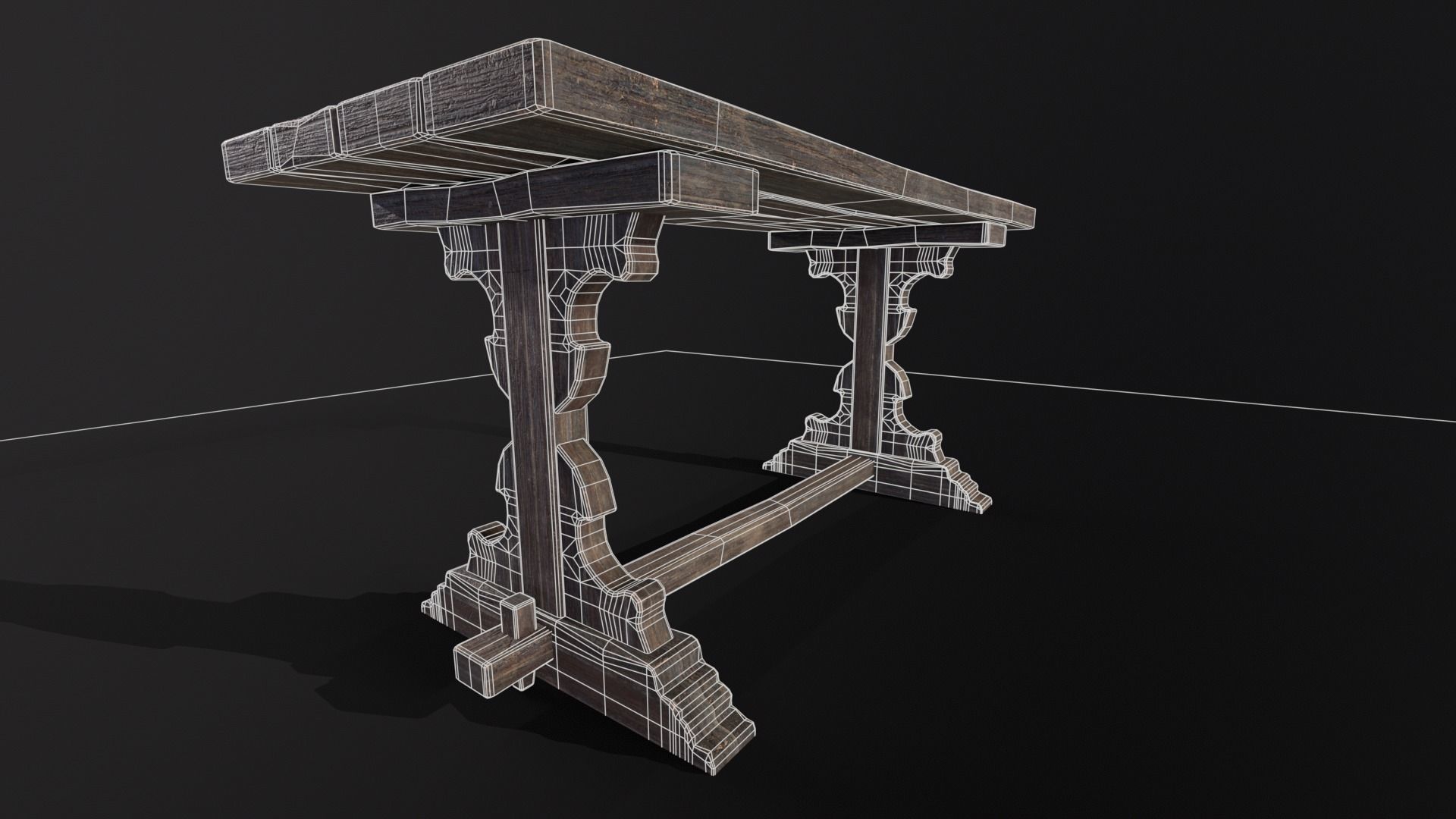 Elegant Medieval Table Low-poly 3D model_5