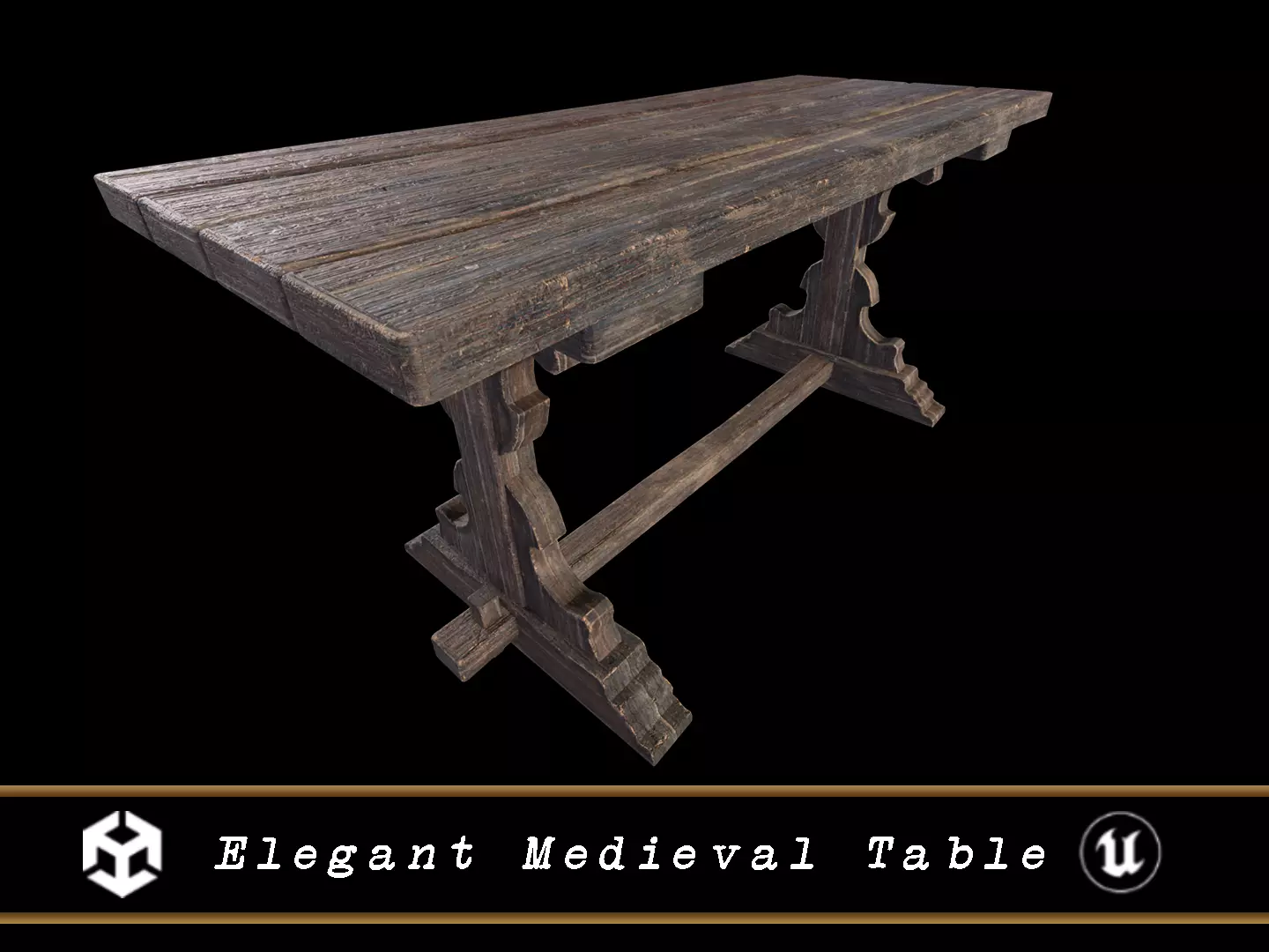 Elegant Medieval Table Low-poly 3D model_0