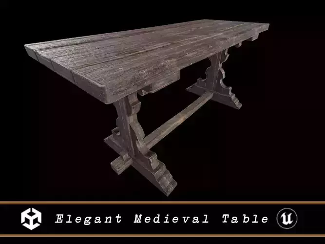 Elegant Medieval Table Low-poly 3D model