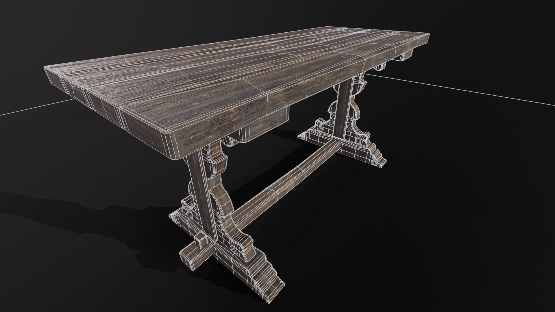 Elegant Medieval Table Low-poly 3D model_3