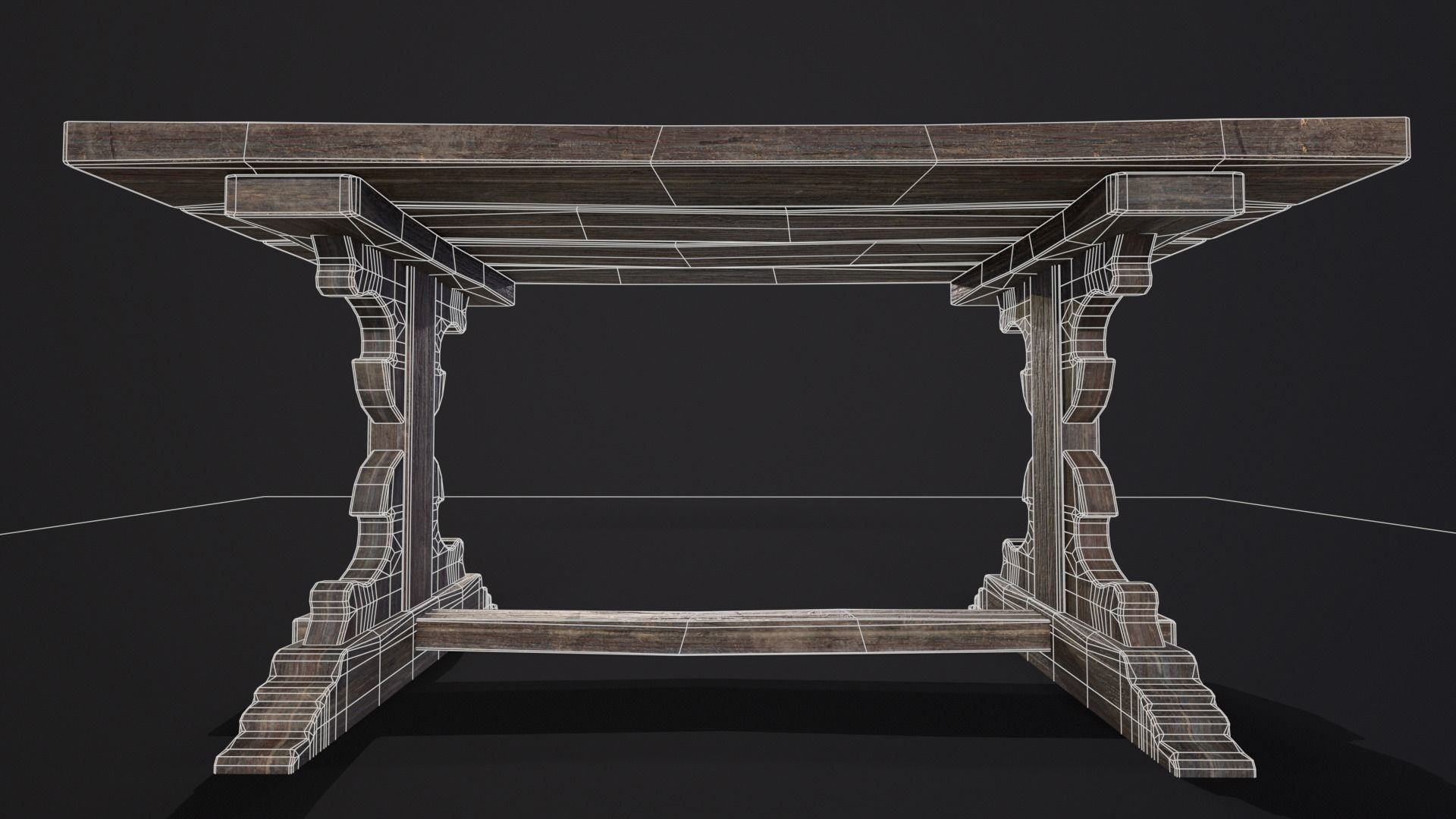 Elegant Medieval Table Low-poly 3D model_19