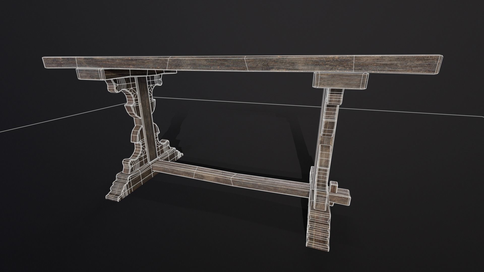 Elegant Medieval Table Low-poly 3D model_9
