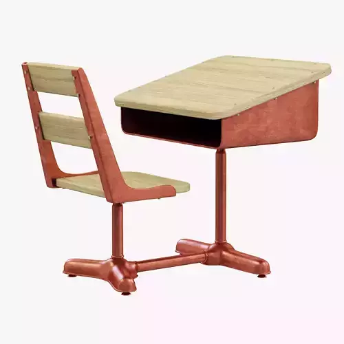 Restoration Hardware Vintage Schoolhouse Desk and Chair 3D model