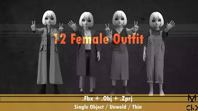 12 Different Style of Cartoony Women Clothing Vol 6
