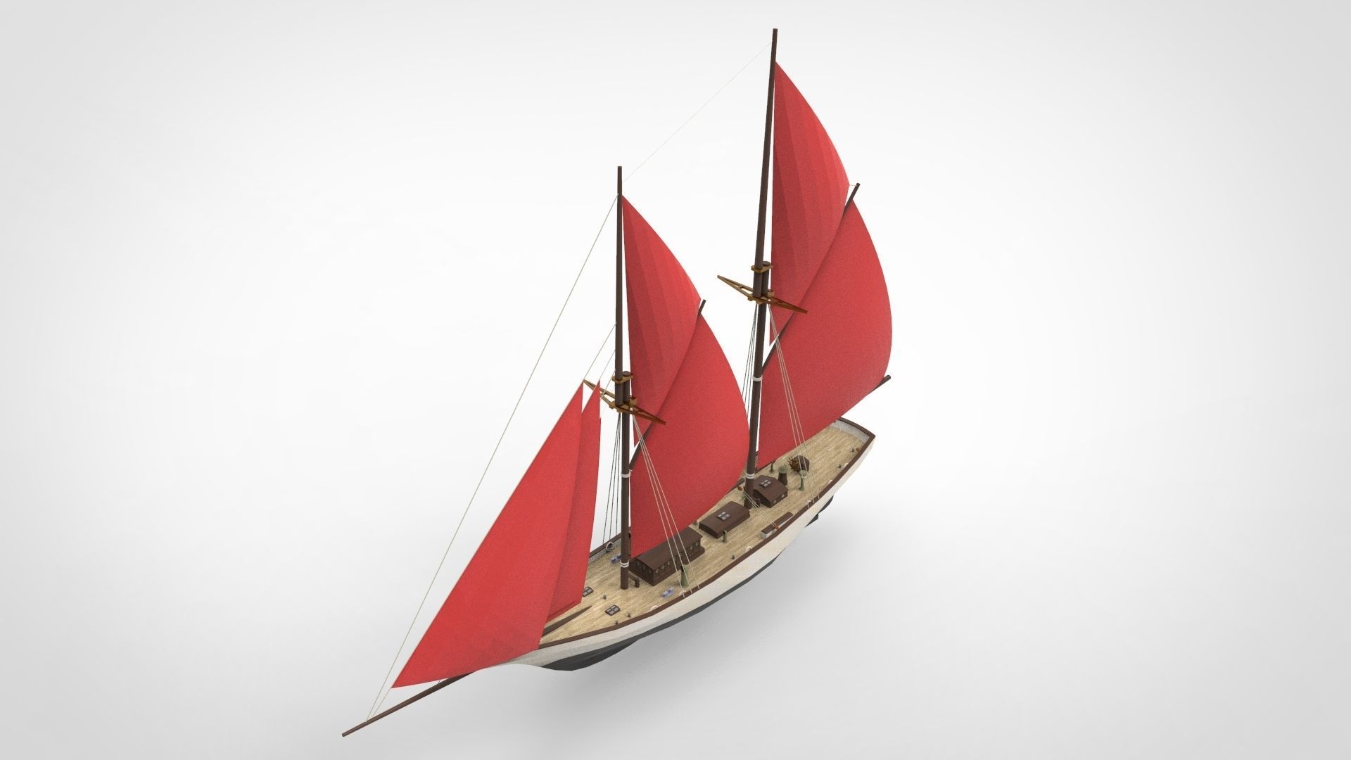 Historical sailing pinishi 3D model_2