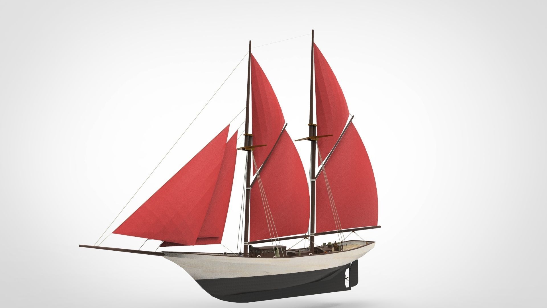 Historical sailing pinishi 3D model_4