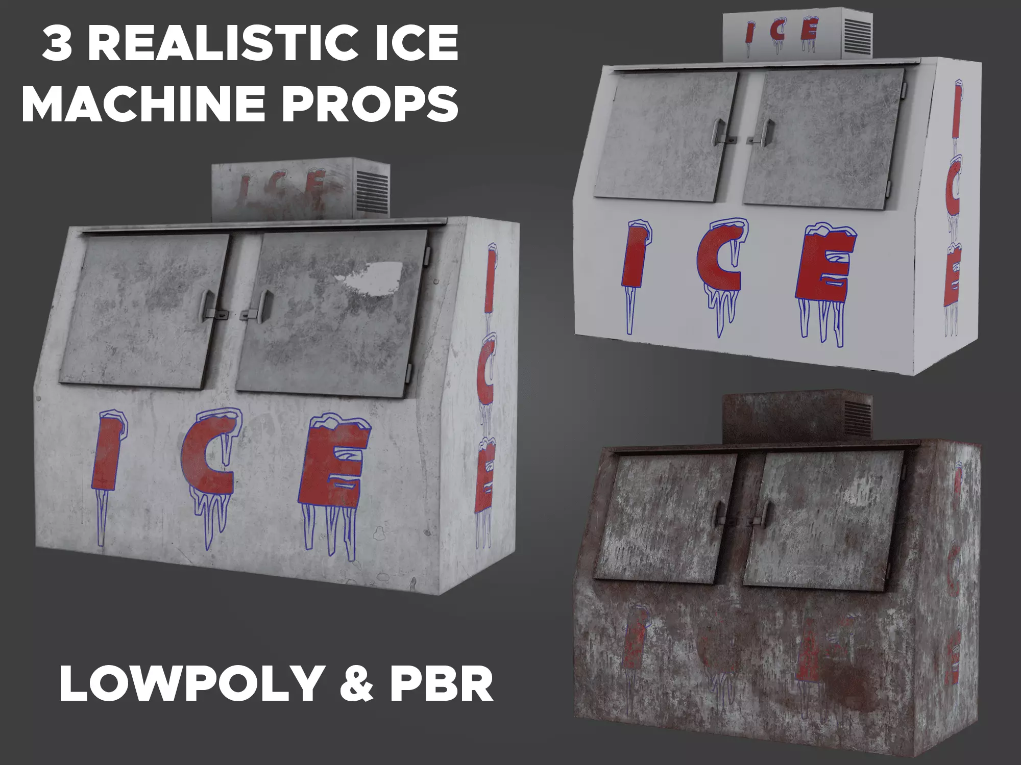 3 Ice Vending Machine - Realistic PBR Low-poly 3D model_0