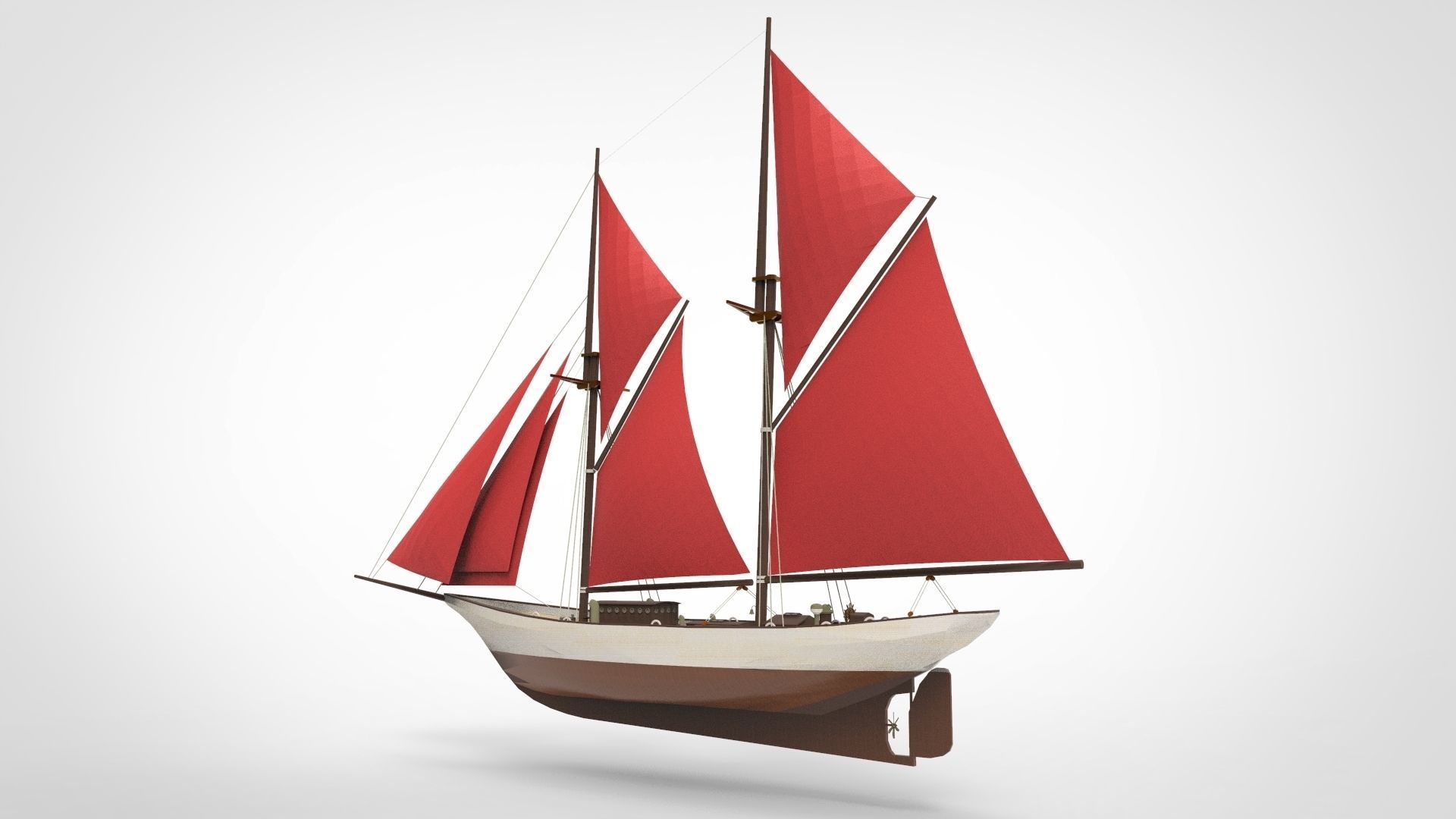 Historical sailing pinishi 3D model_3