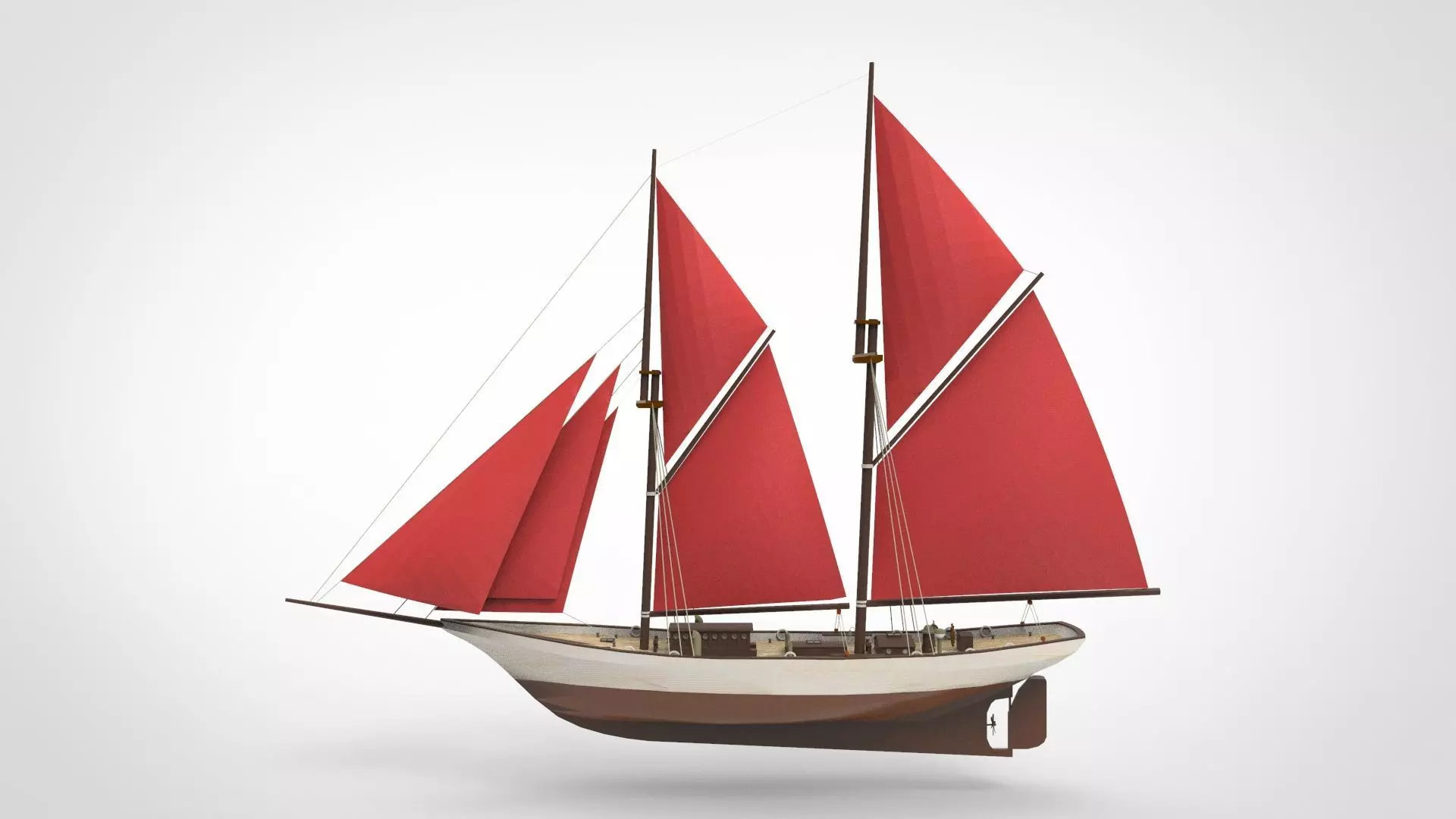 Historical sailing pinishi 3D model_0