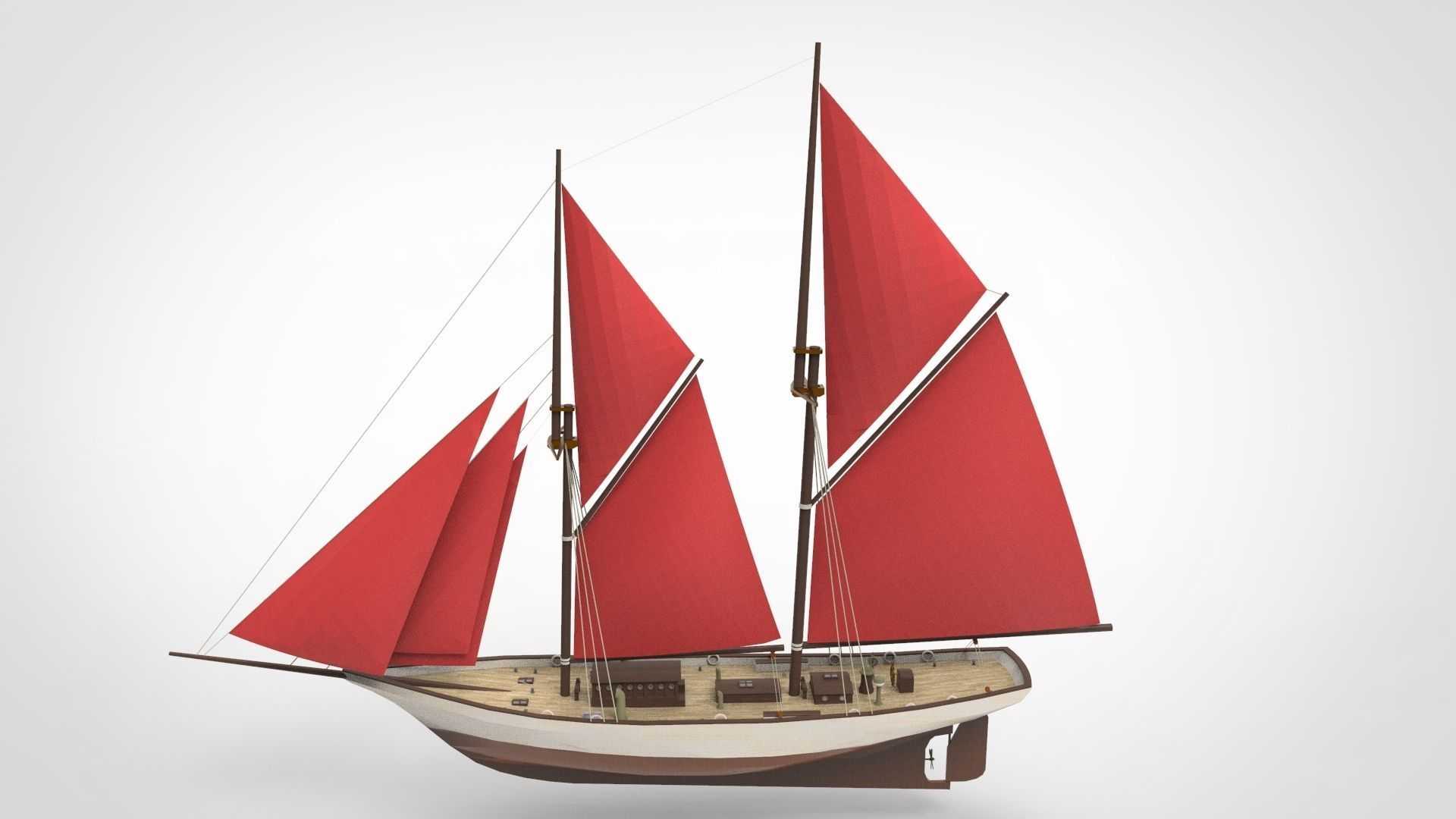 Historical sailing pinishi 3D model_1