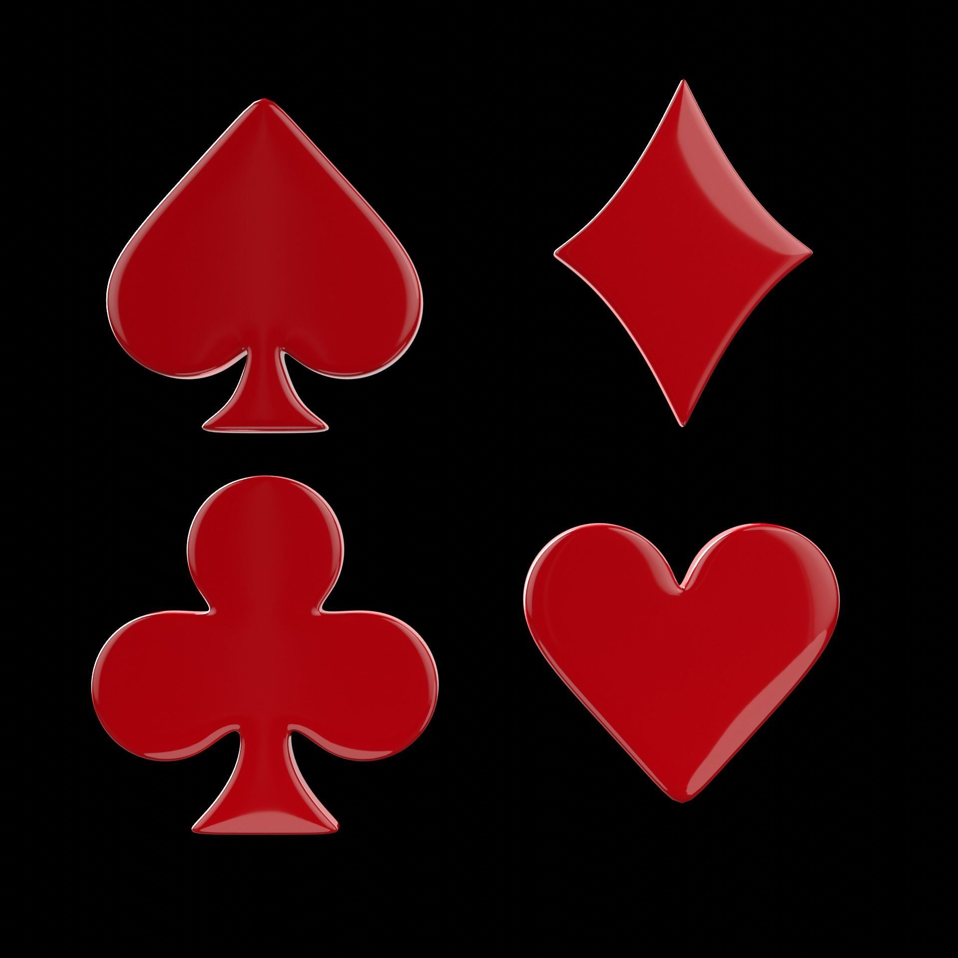 Card suit Low-poly 3D model_1