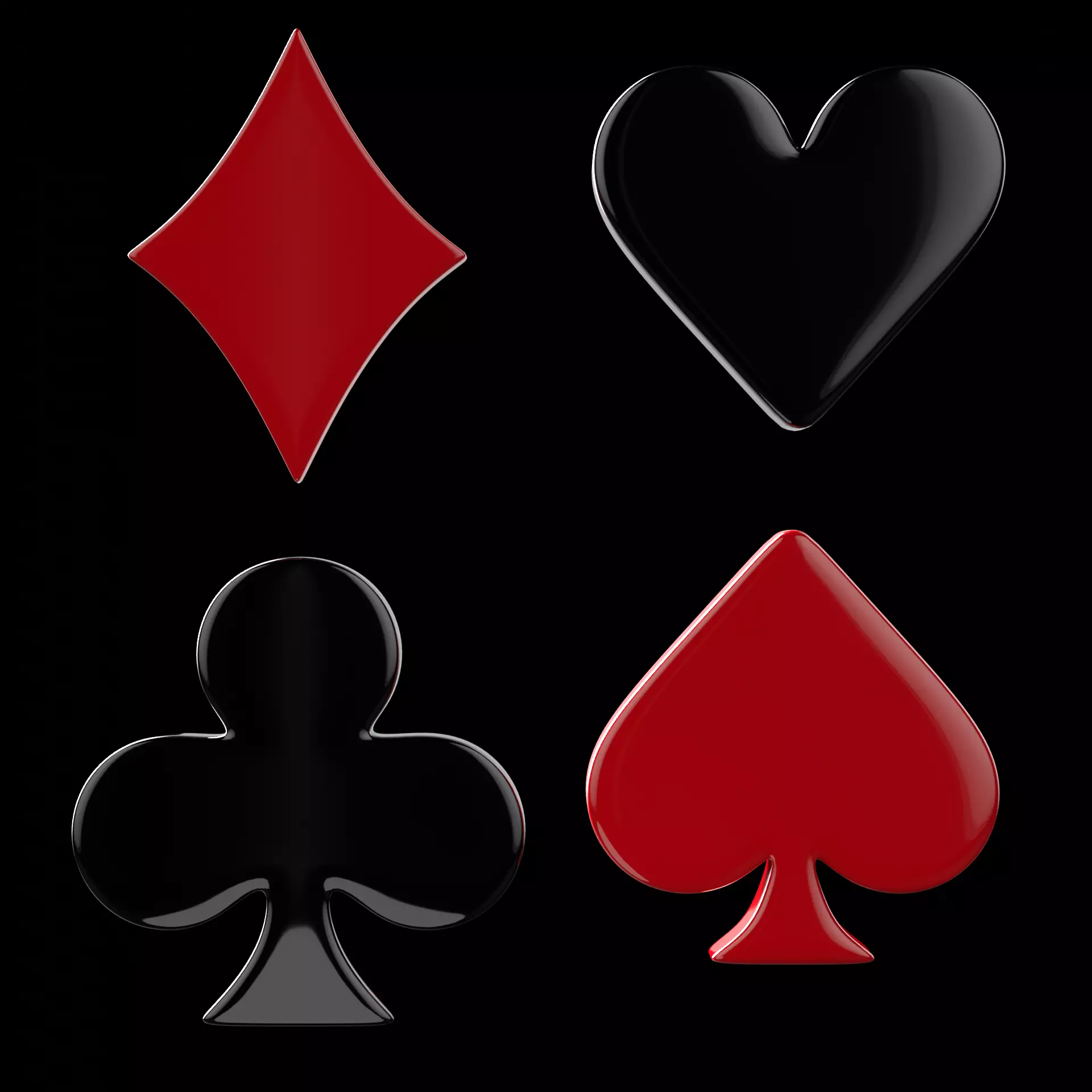 Card suit Low-poly 3D model_0