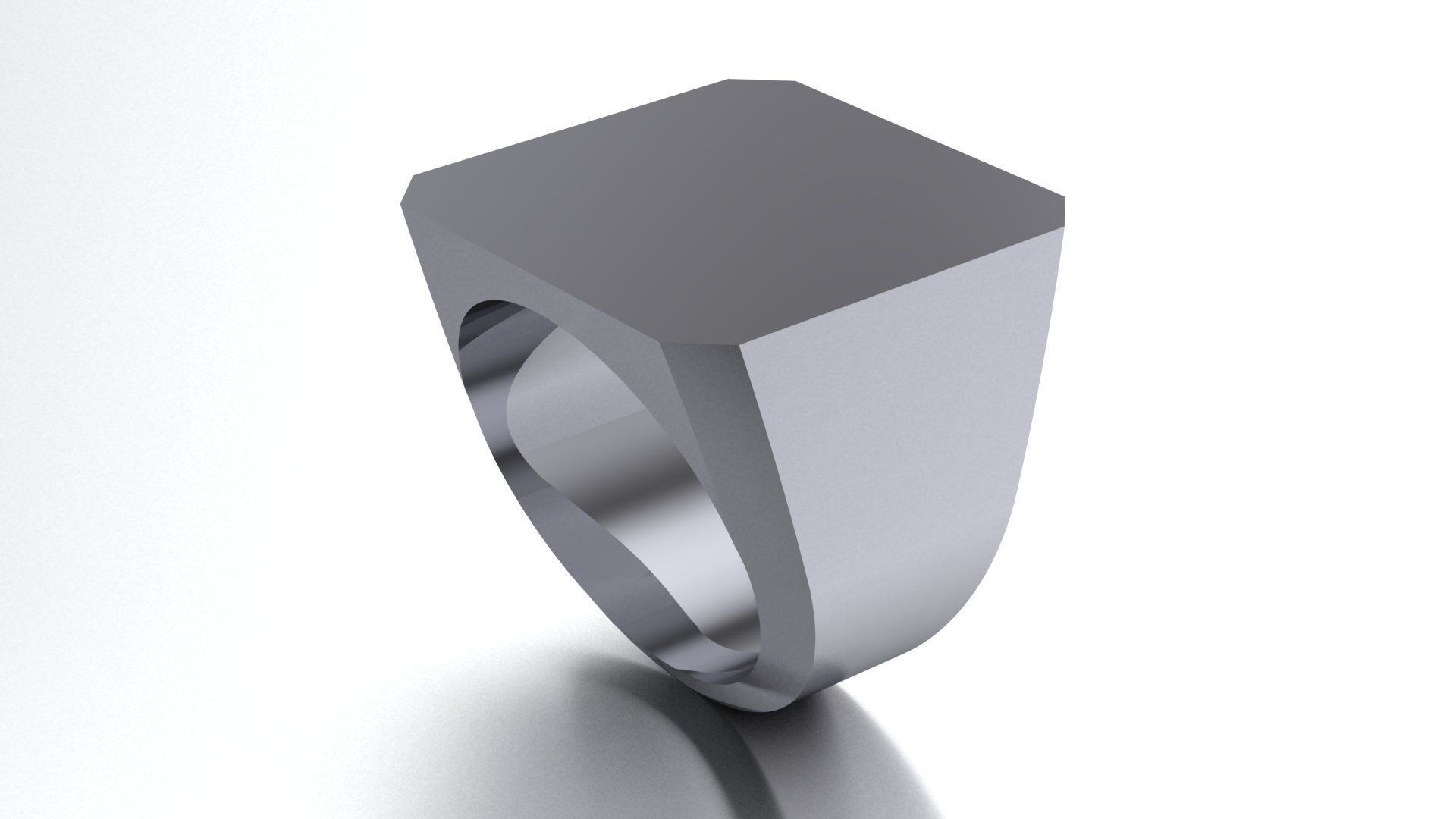 20mm Signet Ring Emarald Square Shape Printable model 3dmodel 3D print model_2