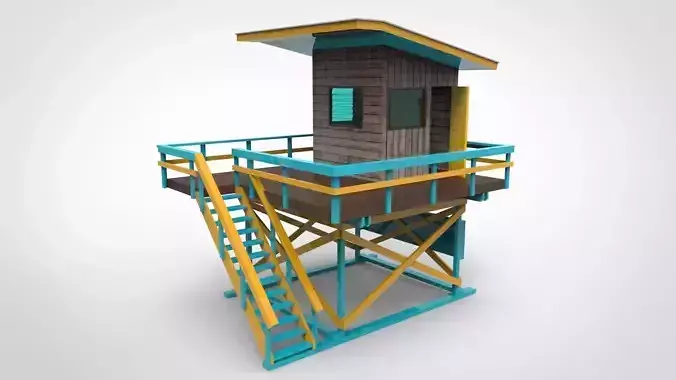 Beach lifeguard post 3D model