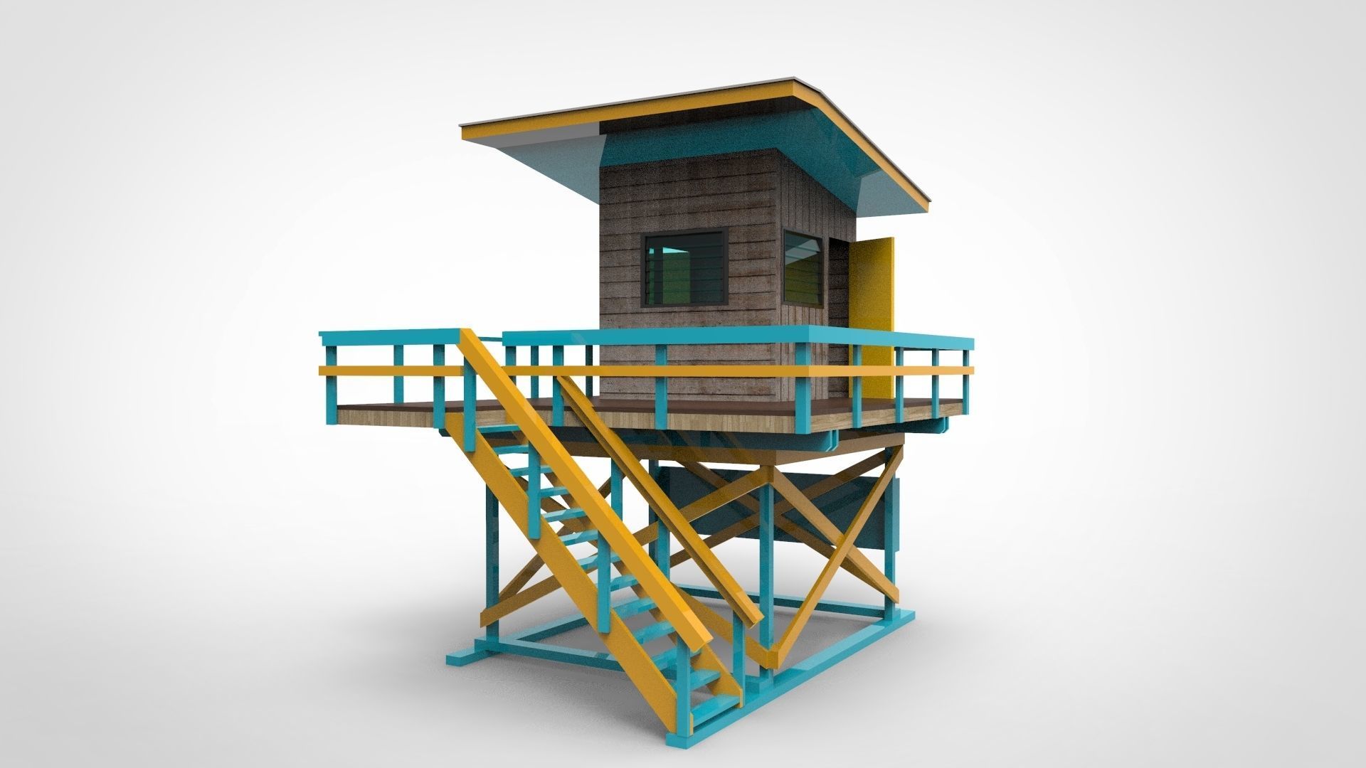 Beach lifeguard post 3D model_2