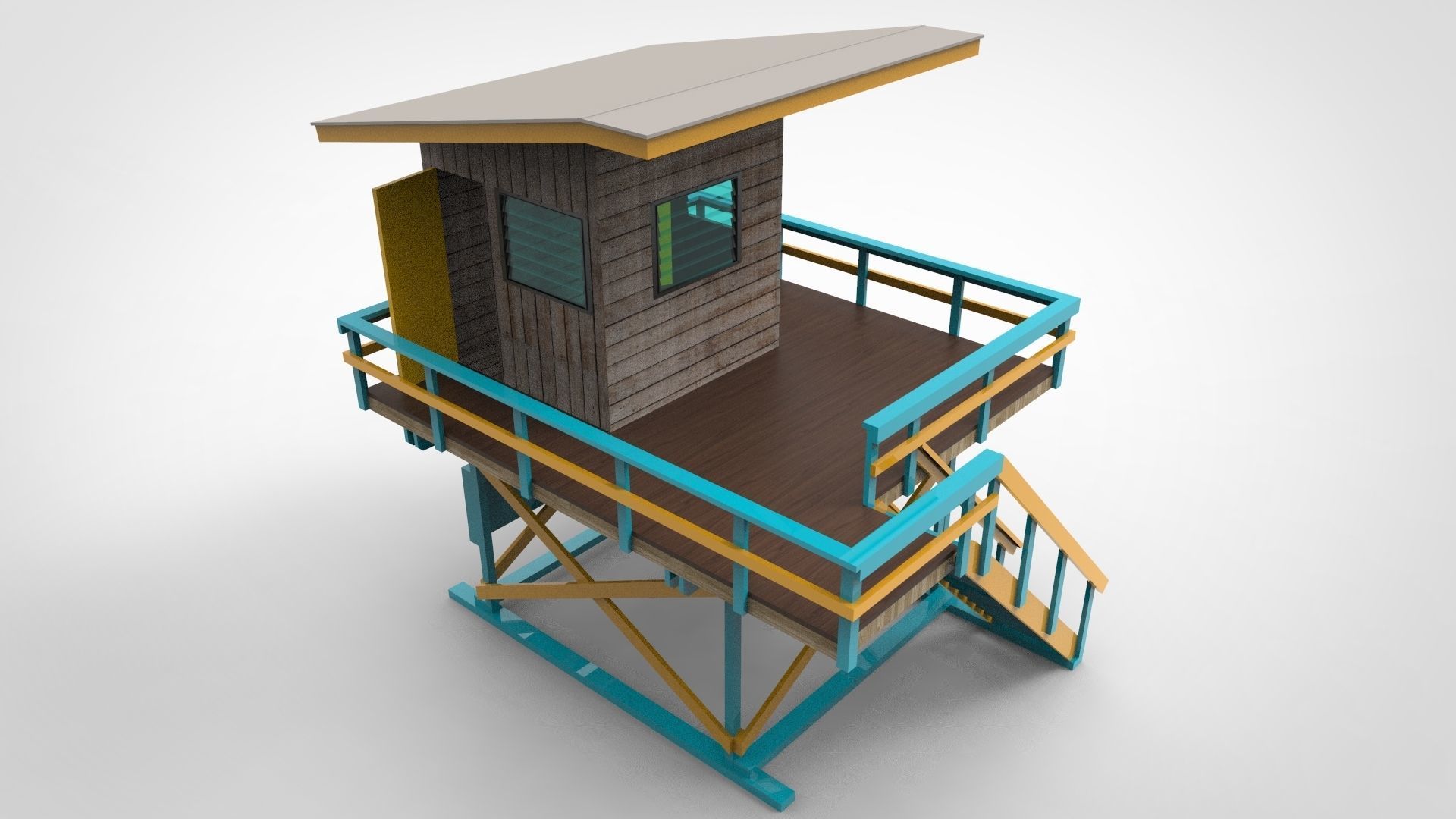 Beach lifeguard post 3D model_3