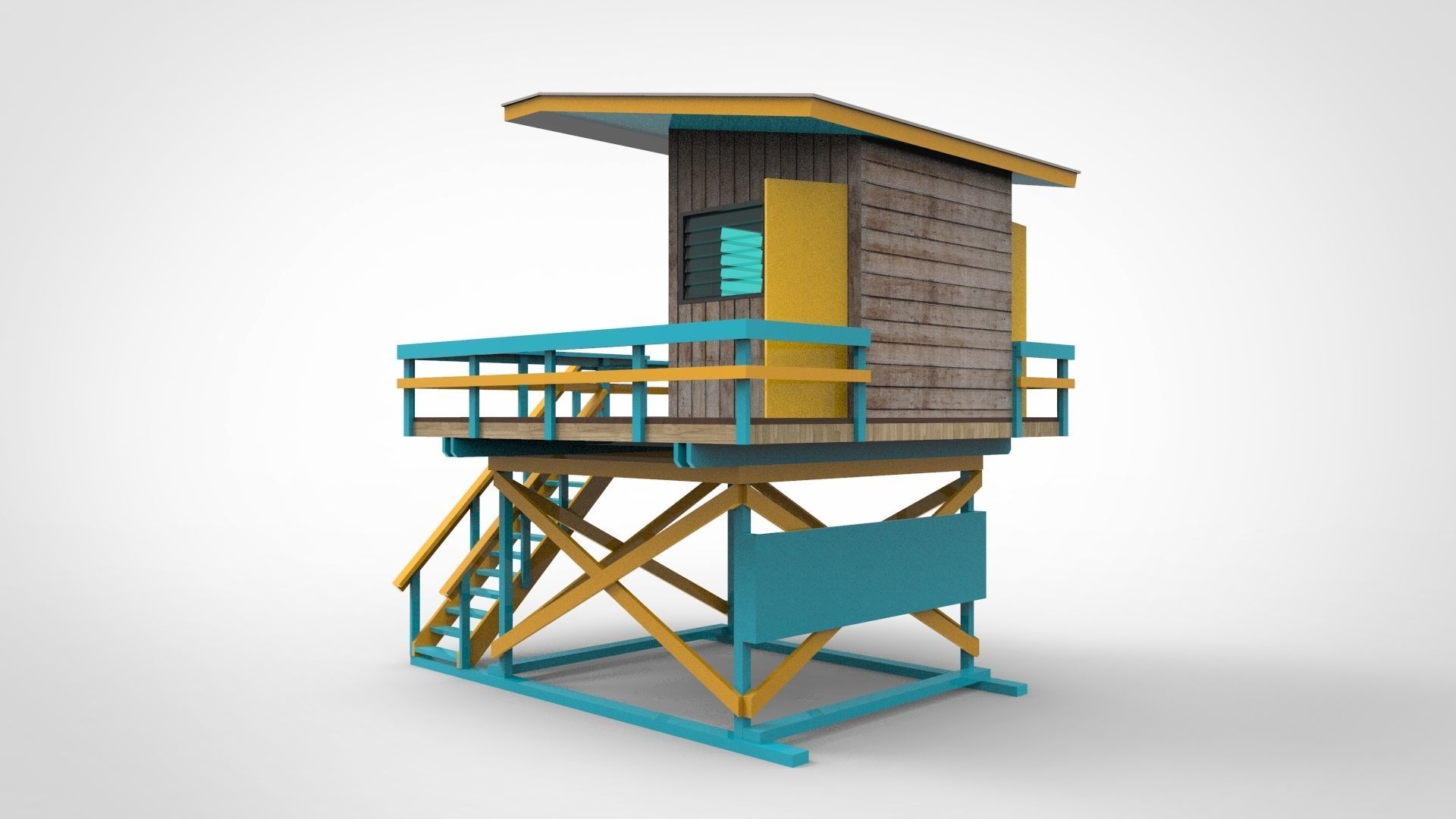 Beach lifeguard post 3D model_1