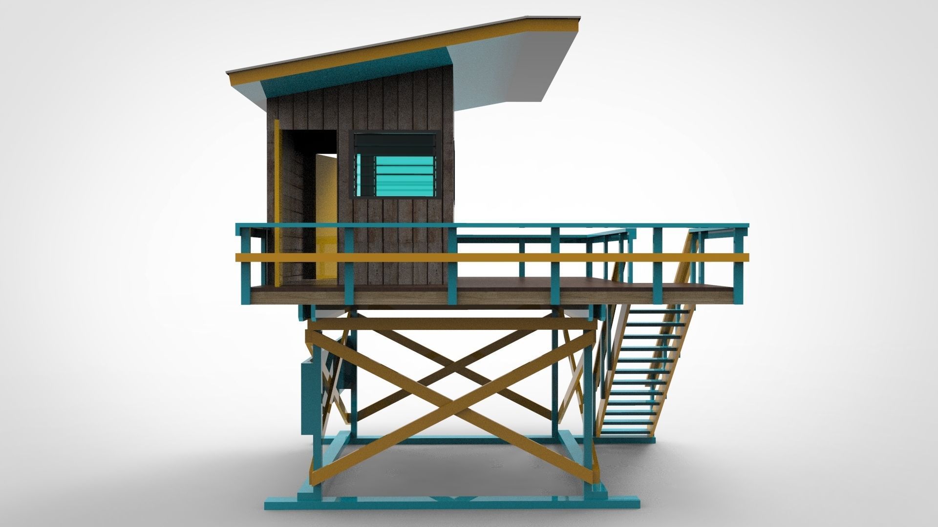 Beach lifeguard post 3D model_4