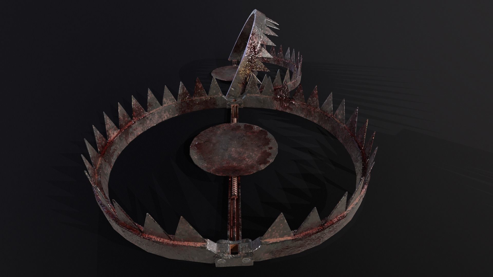 Old Bloody Bear Traps - Open and Closed  Low-poly 3D model_16