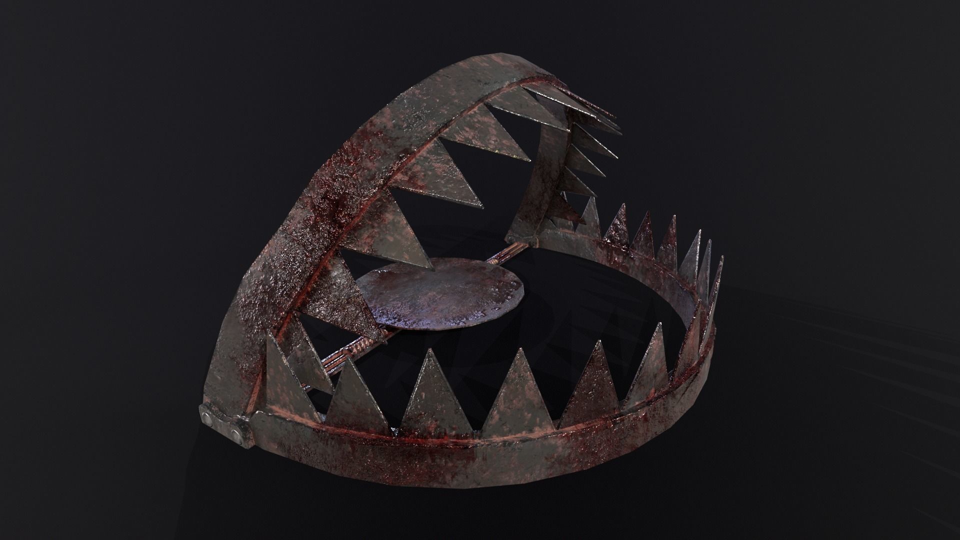 Old Bloody Bear Traps - Open and Closed  Low-poly 3D model_22