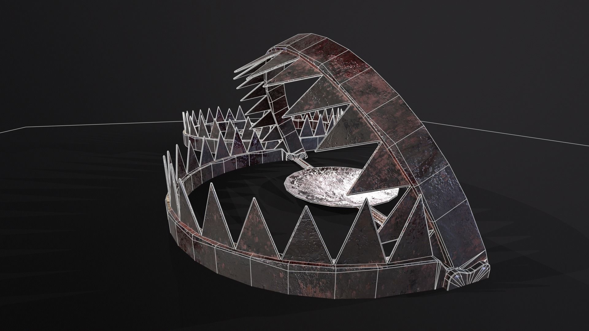 Old Bloody Bear Traps - Open and Closed  Low-poly 3D model_7