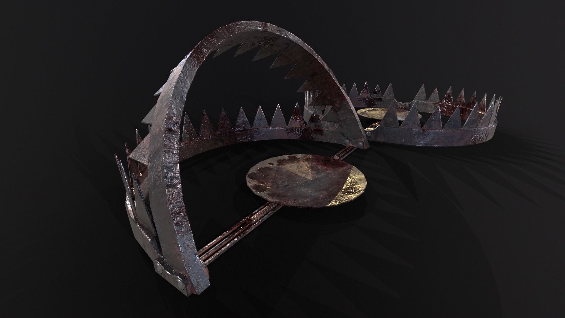 Old Bloody Bear Traps - Open and Closed  Low-poly 3D model_8