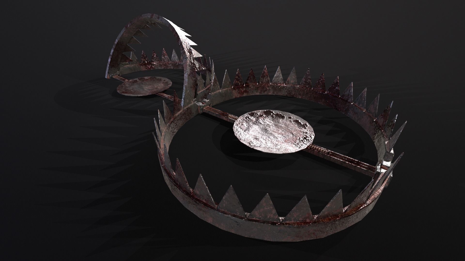 Old Bloody Bear Traps - Open and Closed  Low-poly 3D model_14