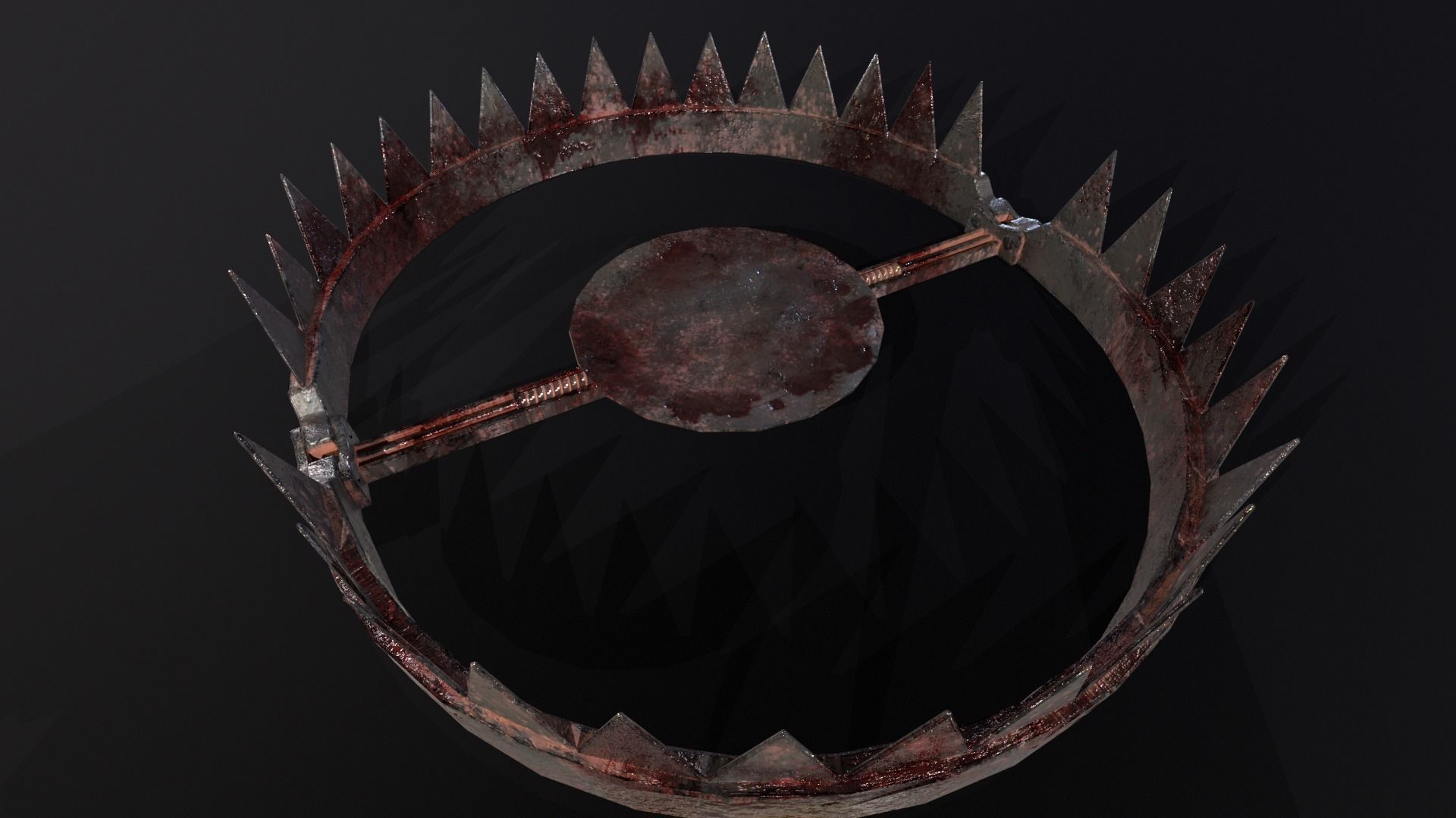 Old Bloody Bear Traps - Open and Closed  Low-poly 3D model_20
