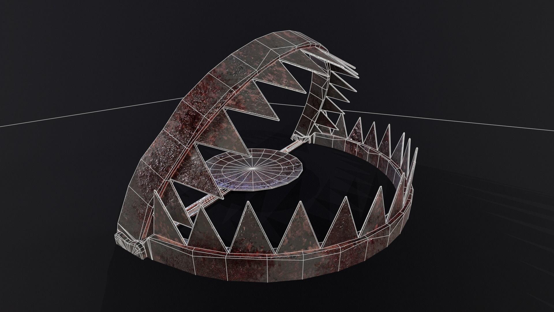 Old Bloody Bear Traps - Open and Closed  Low-poly 3D model_23