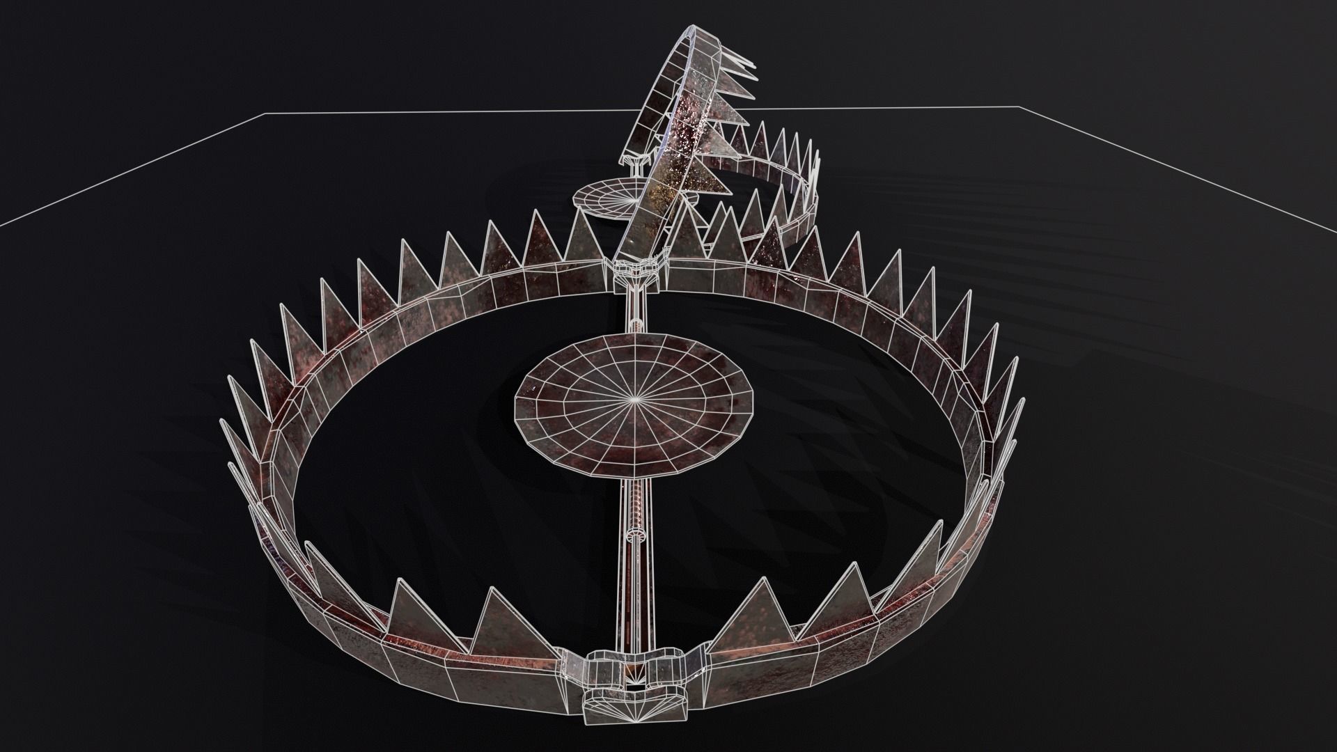 Old Bloody Bear Traps - Open and Closed  Low-poly 3D model_17