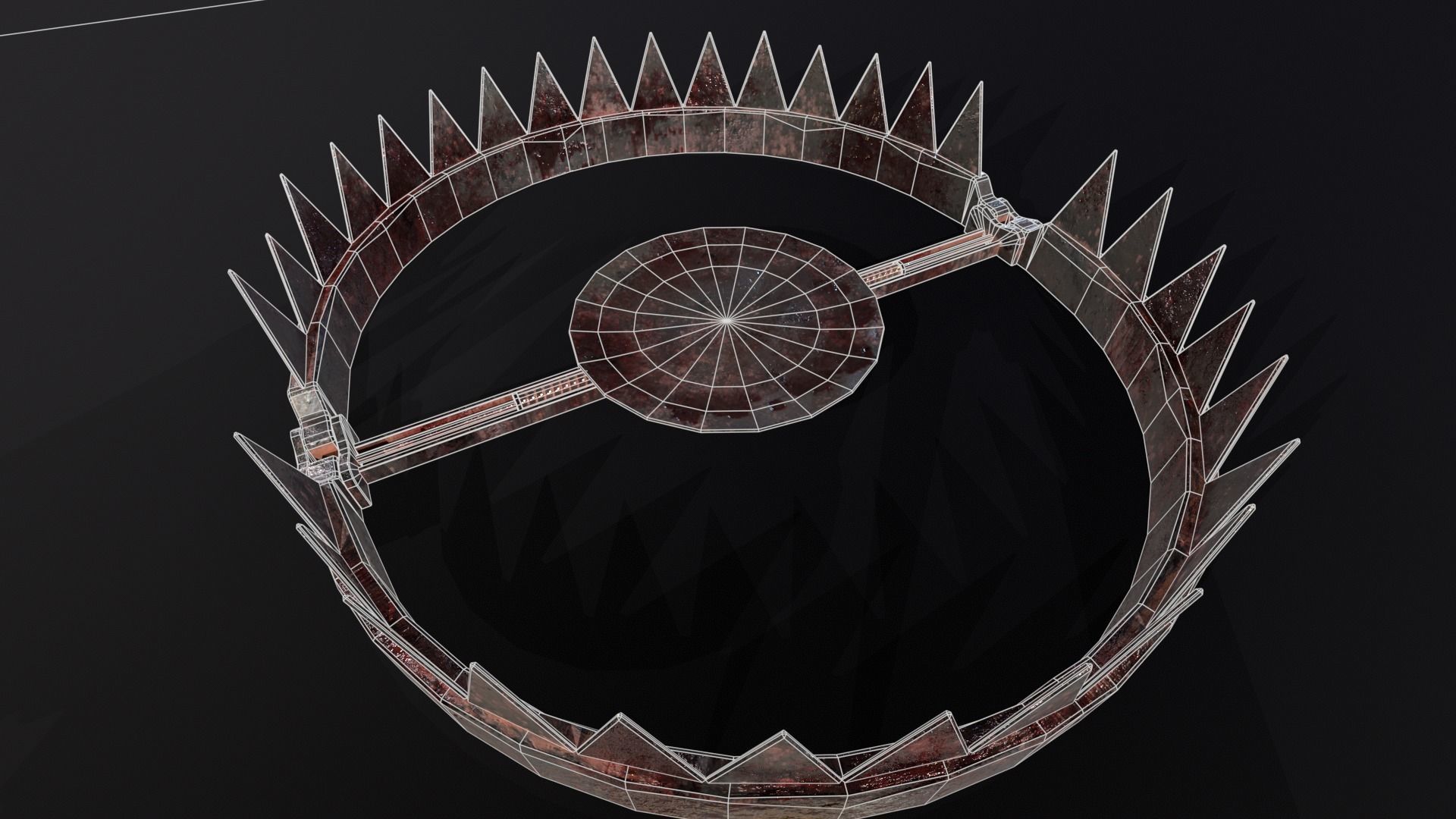 Old Bloody Bear Traps - Open and Closed  Low-poly 3D model_21