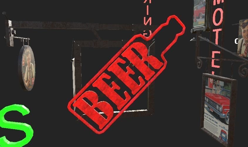 Old School Sign Advertising Pack Low-poly 3D model_9