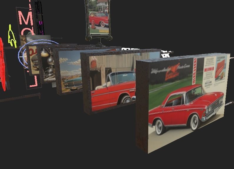 Old School Sign Advertising Pack Low-poly 3D model_5