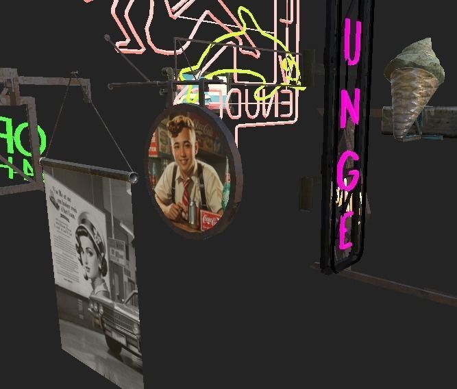 Old School Sign Advertising Pack Low-poly 3D model_4