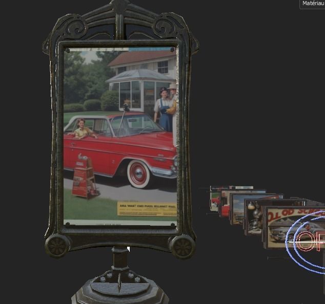 Old School Sign Advertising Pack Low-poly 3D model_3