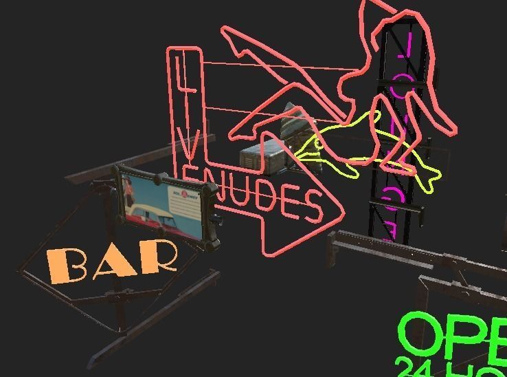 Old School Sign Advertising Pack Low-poly 3D model_7